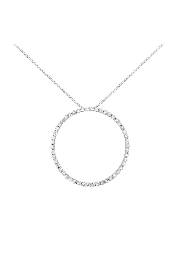 Round-Cut Diamond Open Circle Hoop Necklace